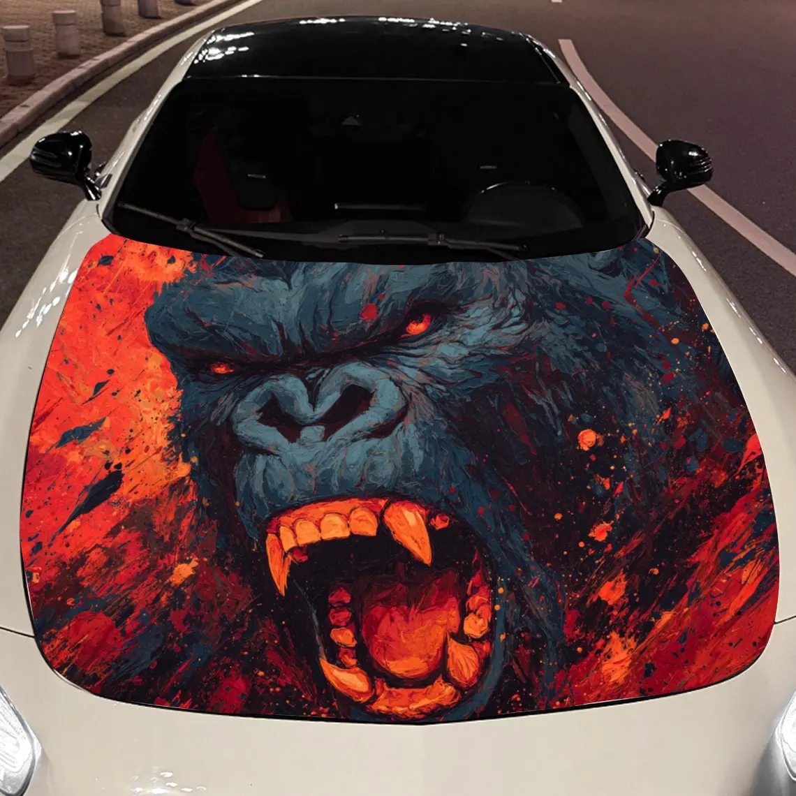 

The Roaring Gorilla Car Hood Vinyl Stickers Car Surface Protection Decal Car Decoration Cover Vinyl Wraps Waterproof Self-adhesi