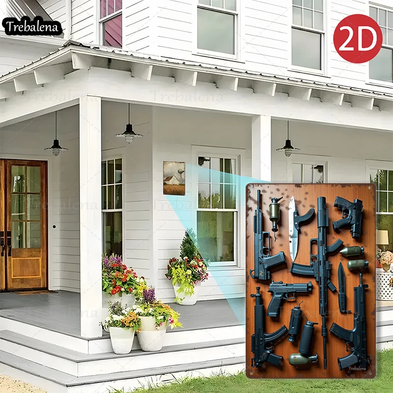 1PC 2D Flat 8*12inch Metal Sign Tactical Gear Arsenal Wood Panel Art Decor