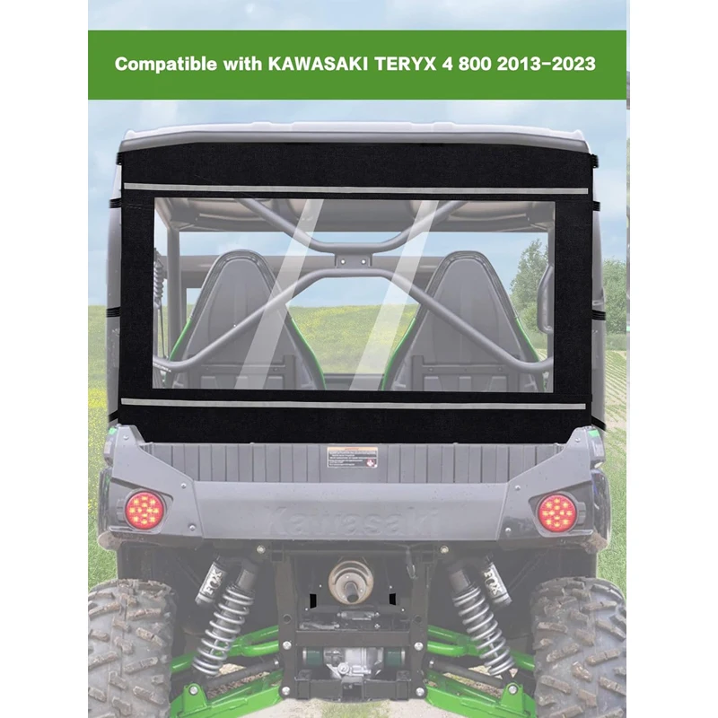 for KAWASAKI Teryx 4 800 Owners Soft Back Windshield Rainproof and Cold Air Proof Dustproof