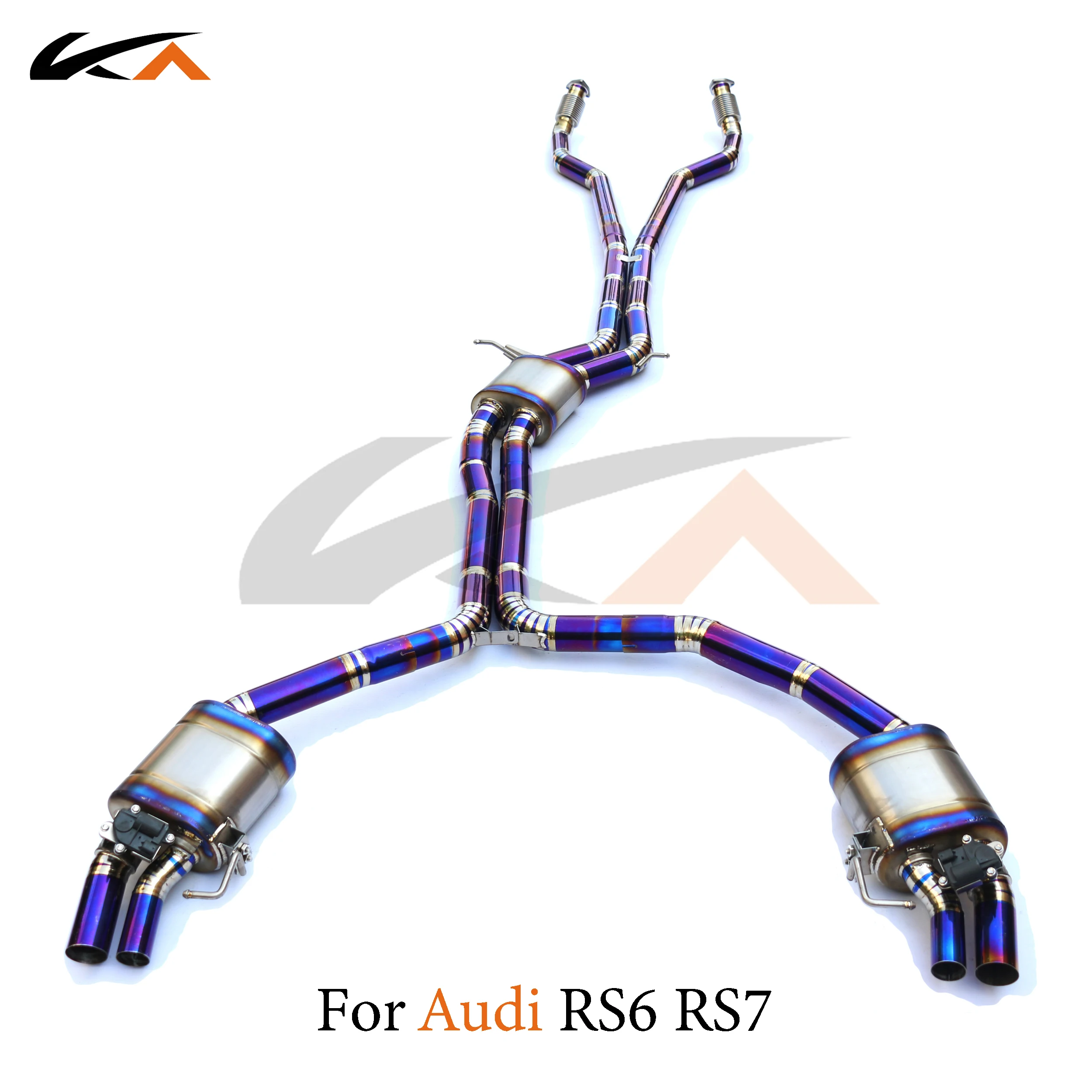 KA Tuning exhaust system parts titanium alloy catback and front pipe for Audi RS6 RS7 rear section performance muffler valve