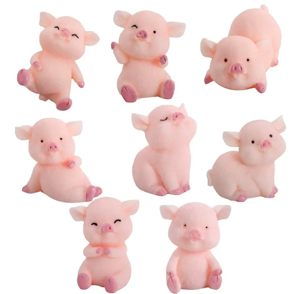 1Pc Cartoon Pink Pig Naughty Cerdo Australia Animal Doll Toy Model Statue Figurine Ornament Miniatures Home DIY