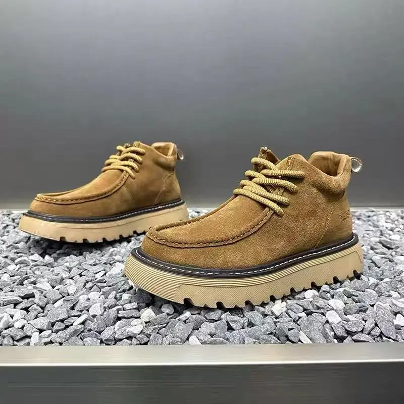 الخريف الشتاء الرجال منصة الأحذية مصمم عدم الانزلاق دراجة نارية الأحذية أحذية الدانتيل 2025 جديد الرجال المألوف المشي أحذية عمل #1