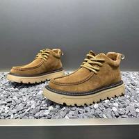 Autum Winter Men Platform Boots Designer Non-slip Motorcycle Boots Lace Up Shoes 2025 New Men's Fashionable Walking Work Boots