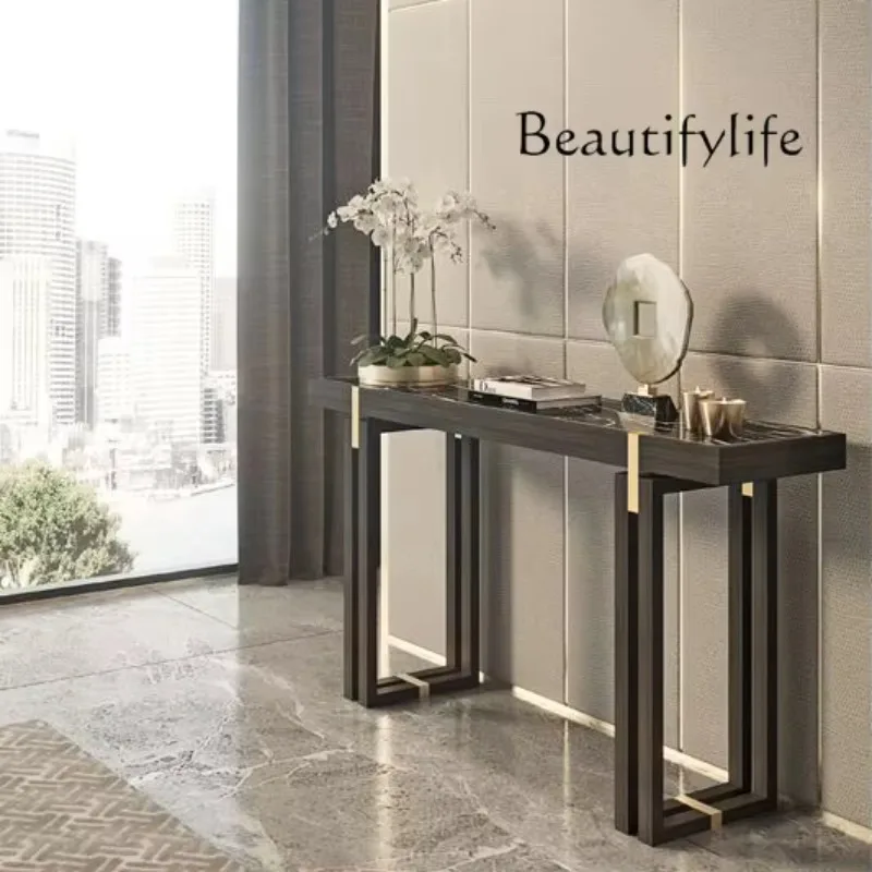 

XX Italian Light Luxury Stainless Steel Modern Living Room Entry Marble Entrance Table Partition Rack End View Table