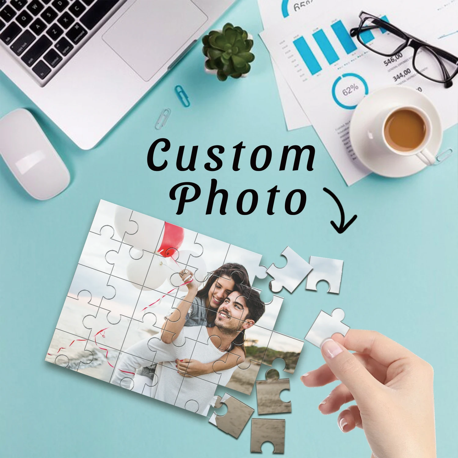 Rompecabezas de Madera Personalizado con Foto de Pareja, Regalo para Cumpleaños, Boda, Aniversario, San Valentín, 35/150/300/500/1000 Piezas