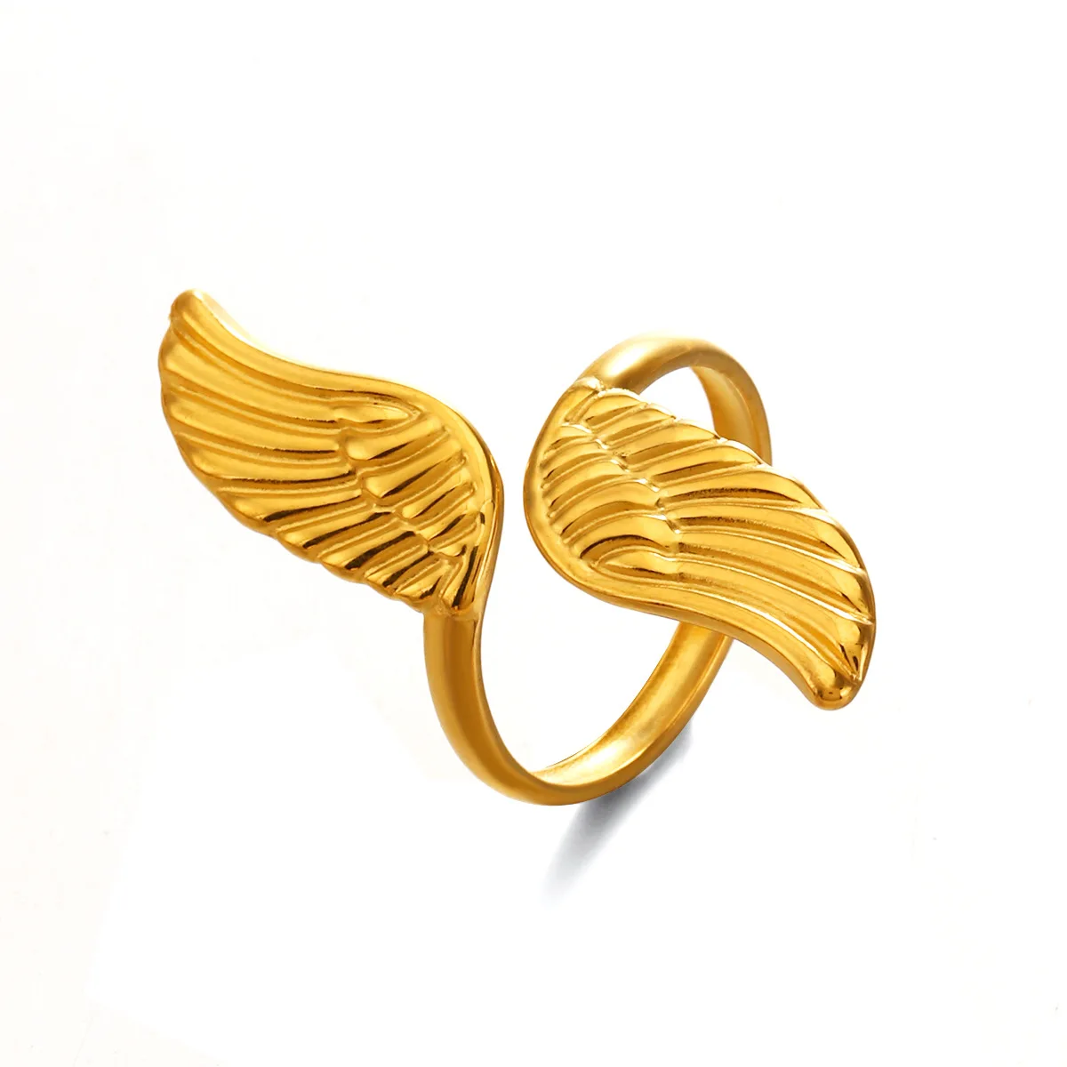 Minimalist Angel Wings Open Ring Gold Color Stainless Steel Adjustable Finger Rings for Women Vintage Jewelry Anillos Mujer 2026
