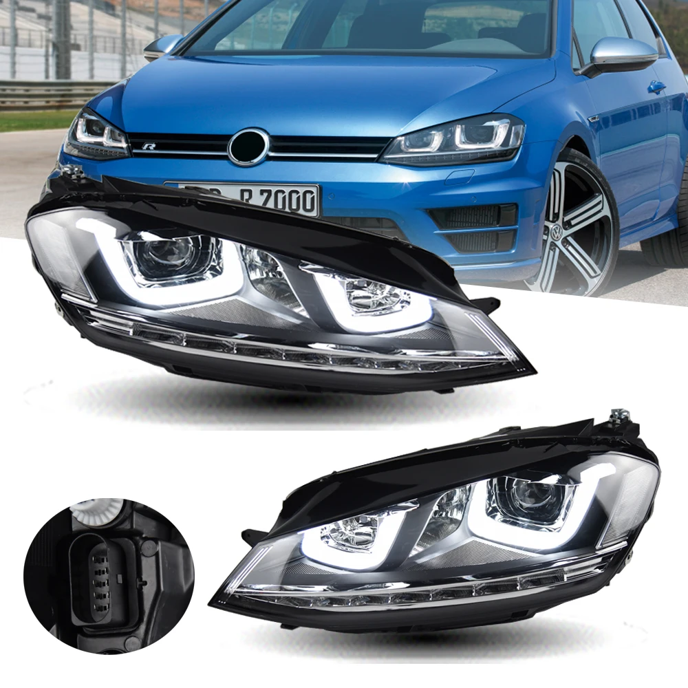 LXBY Headlight For VW Golf 7 LED Headlights 2013-2017 Head Lamp Car Styling DRL Signal Projector Lens Auto Accessories Front Lig view 2