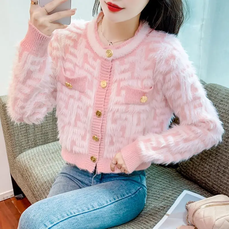 Women's Cardigans Cropped Aesthetic Crochet Top Y2k Wear To Work Harajuku Elegant Jackets Coquette Fashion Ladies Knit Sweaters