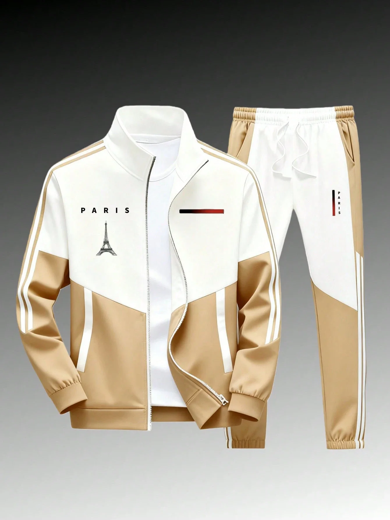 

Unisex Paris Eiffel Tower Sportswear Set Zipper Jacket Jogging Pants Casual Tracksuit