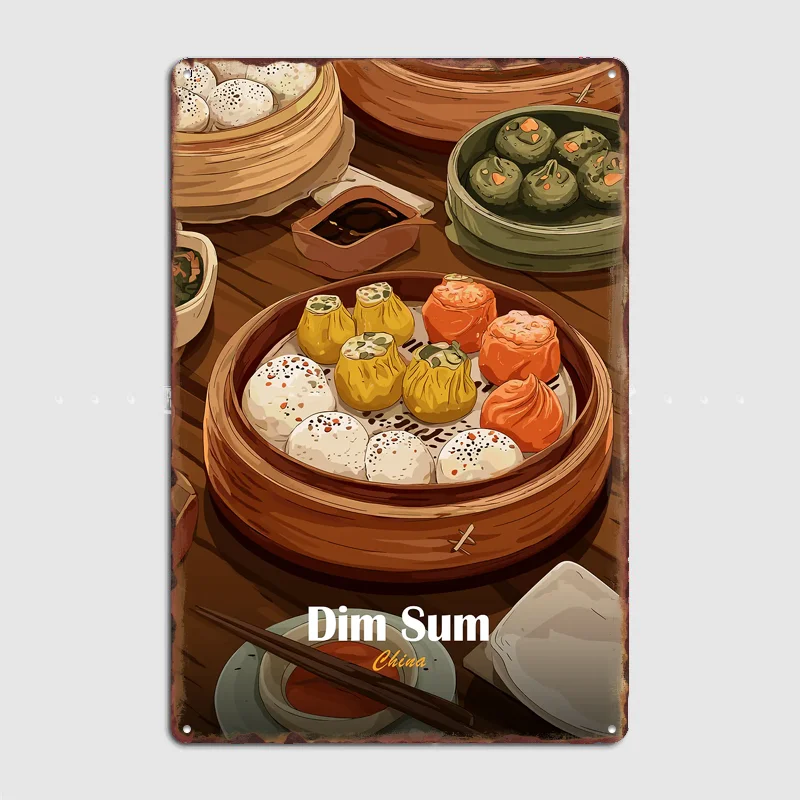 Dim Sum Feast Vintage Poster Metal Sign Custom Bedroom Room Decor Home Decor Posters Wall Decoration