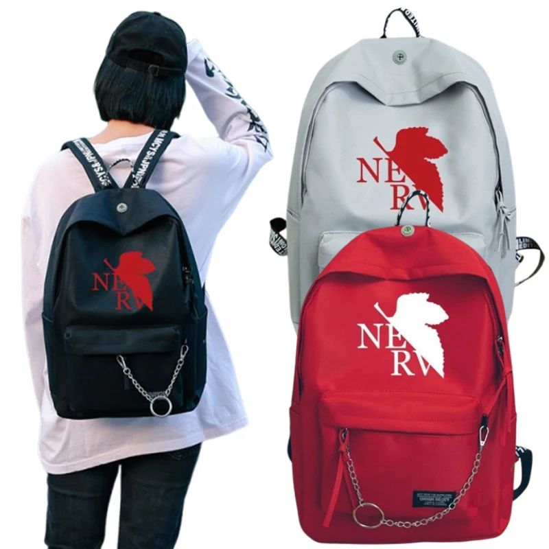 

EVANGELION Backpack Student School Bag Anime EVA Travel Outdoor Pack Men Laptop Schoolbag Cartoon Shor Bags for Teenagerulde