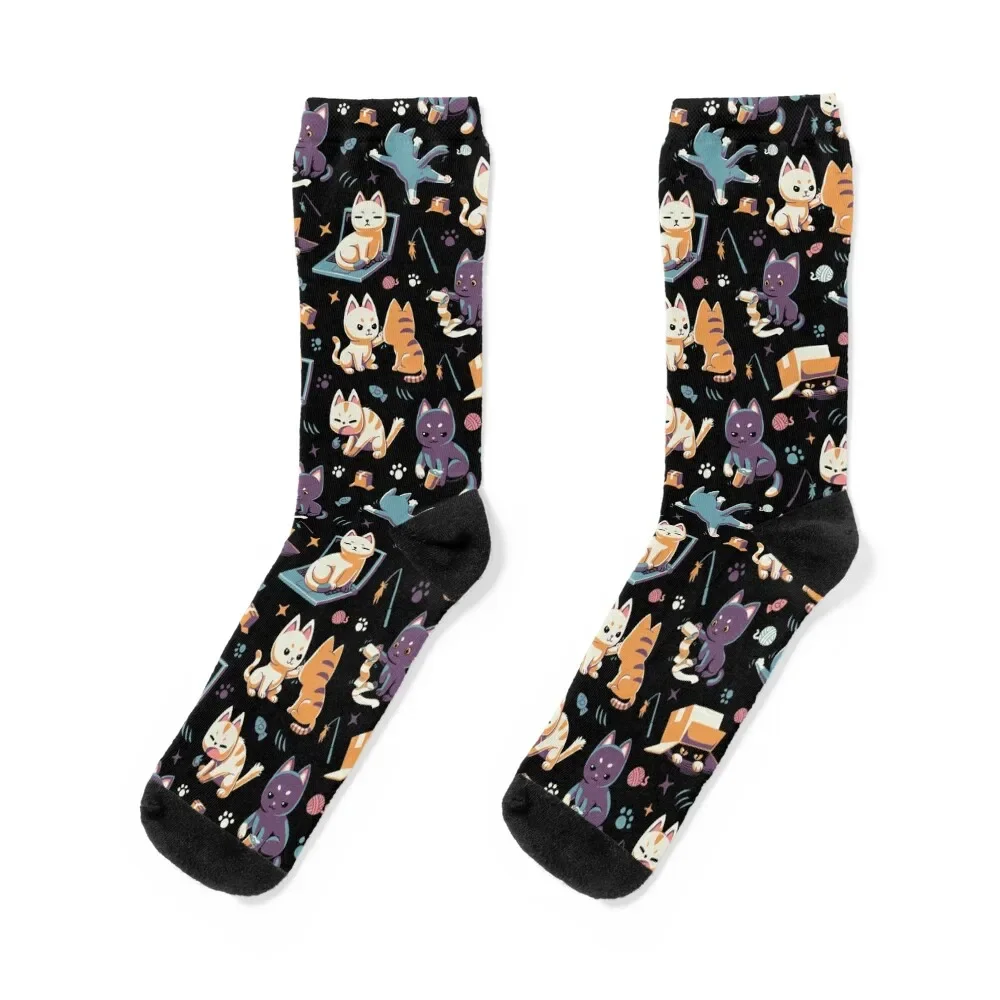 Naughty cats making trouble // Cute kittens, mad cat Socks hockey Wholesale Male Socks Women's