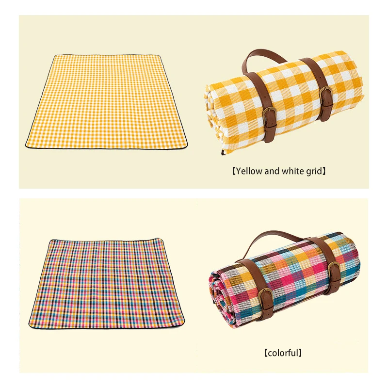 Red White Plaid Picnic Blanket Outdoor Foldable Waterproof Tent Mat Tablecloth Thicken Pad Portable Camping Travel Beach Blanket