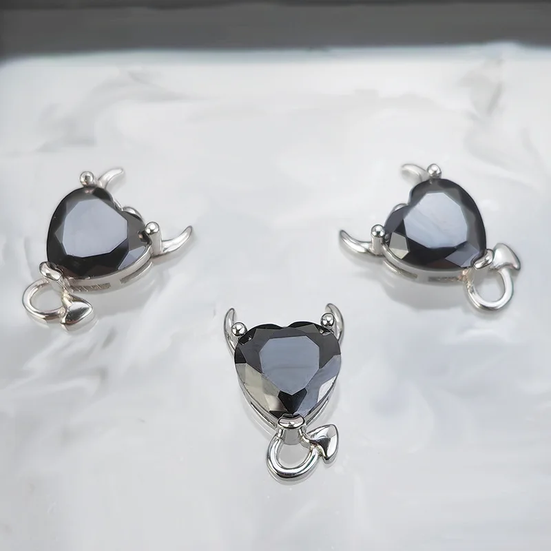 JICAI 925 فضة هالوين الشيطان البطن زر ثقب البطن زر خواتم فاخرة الأحمر الأسود الكوراندوم الإناث جديد للمرأة