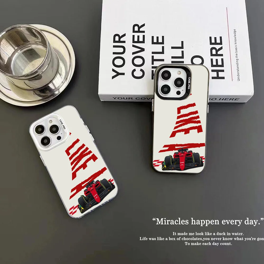 C- Charles Leclerc 16 F1 Phone Case IMD Color Silver Shell For IPhone 16 15 14 13 12 Pro Max Plus