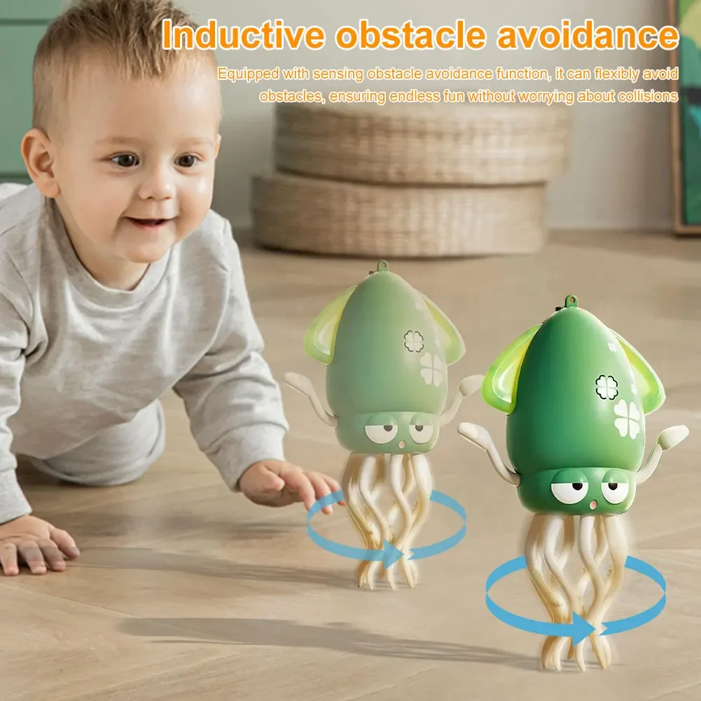 Polpo danzante Animale domestico elettronico con musica e luce Cartoon Polpo oscillante Sviluppo interattivo Giocattolo educativo in movimento Regalo per bambini