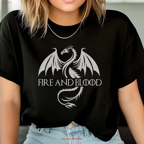 드래곤 파이어 앤 블러드 셔츠 게임 판타지 선물 스웨트 T 리더 후디, 머치 쓰론 크루넥 s 하우스 긴팔 또는 반팔