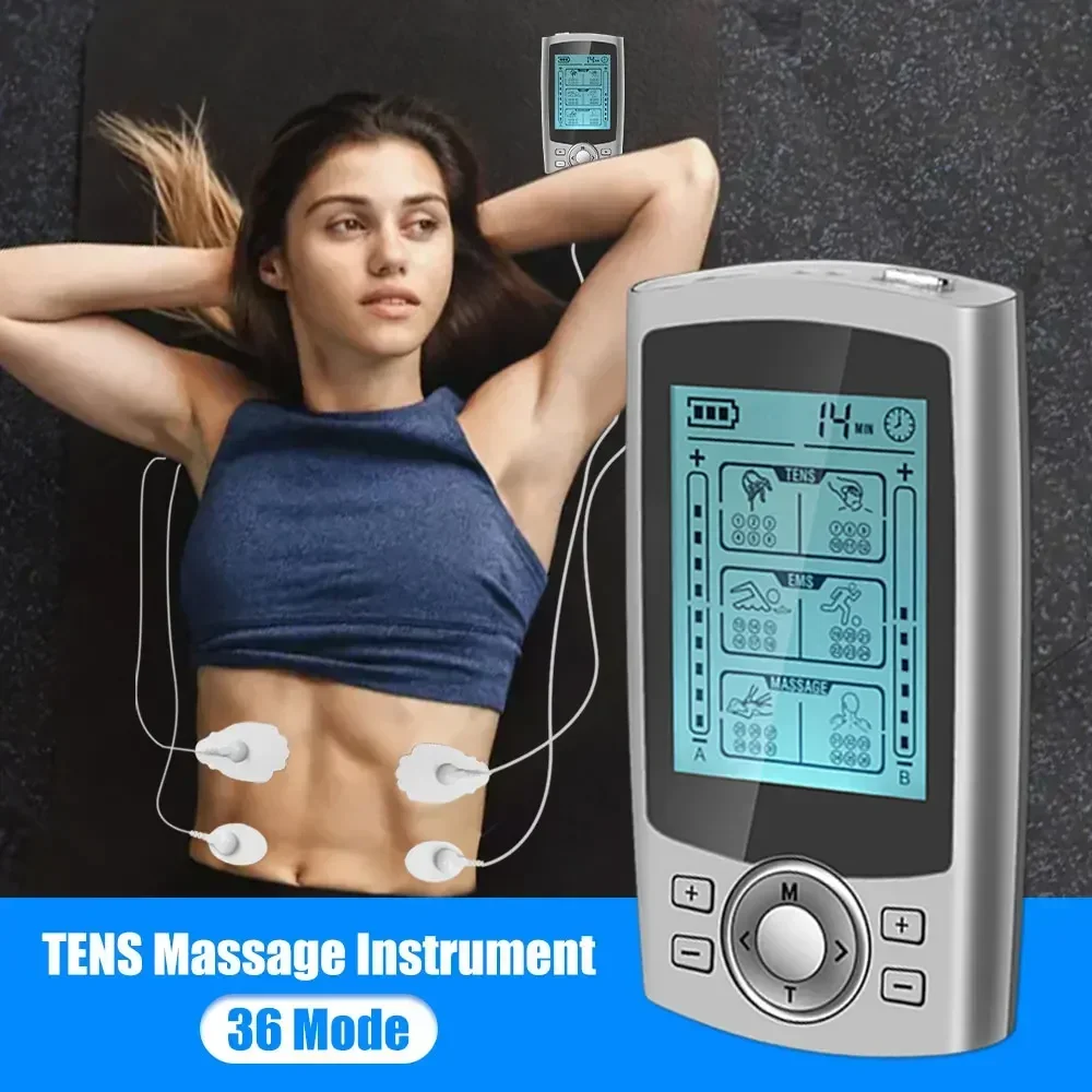 36 وضع EMS وحدة عشرات العضلات محفز الوخز بالإبر الكهربائية تدليك الجسم العلاج الرقمي الكهربائية محفز آلة التخسيس