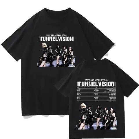 ITZY 3Rd World Tour Print T Shirt New Fashion Kpop Men Women Streetwear Casual Breathable Cotton Tee summer Short Sleeve Top