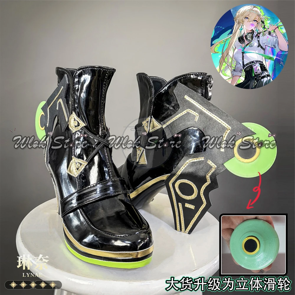 Game Wuthering Waves LYNAE Cosplay Shoes Customized 9CM Heel Black Boots Men Women Halloween Carnival Party Role Play Shoes