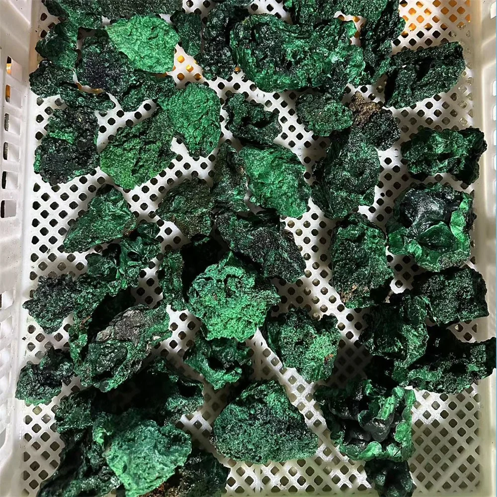 Piedra cruda de malaquita verde Natural, cristal rugoso, cubo de roca clásico, espécimen de minerales de grava coleccionable para el hogar y el jardín