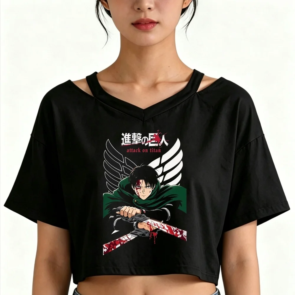 Attack on Titan cropped top women manga goth party japan vintage shirt streetwear clearance sales harajuku japan funny