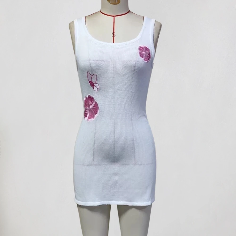 Robe de plage en tricot pour femmes, Sexy, ajourée, col en U, sans manches, Cover-Up pour Bikini, robe de vacances, été, 2026