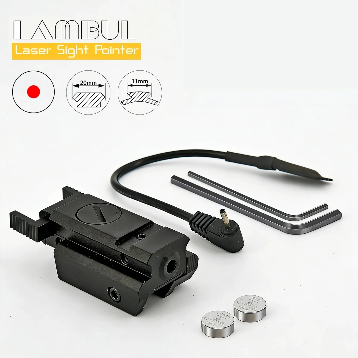 

Tactical Red Dot Laser Sight Pointer with Battery Fit 11mm/20mm Rail Remote Switch for G17 19 22 Pistol Laser Sight Indicator