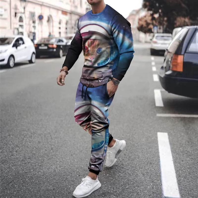 Autumn Men's T Shirt Set 3D Printed Fashion Casual Streetwear Oversized Outfits Sportswear Suit Long Sleeve O Neck Urban Jogging