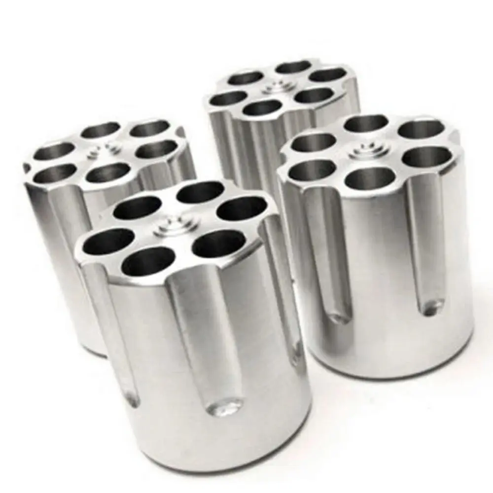 

Durable Cylinder Revolver Pen Holder Creative Aluminum Pencil Container Non-Slip Organizer Desktop Ornament Gift