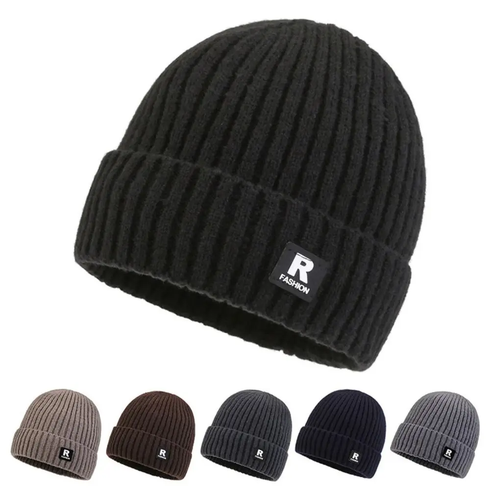 

Outdoor Velvet Lining Beanie Cap Crochet Plush Winter Hat Soft Windproof Knitted Hat for Men