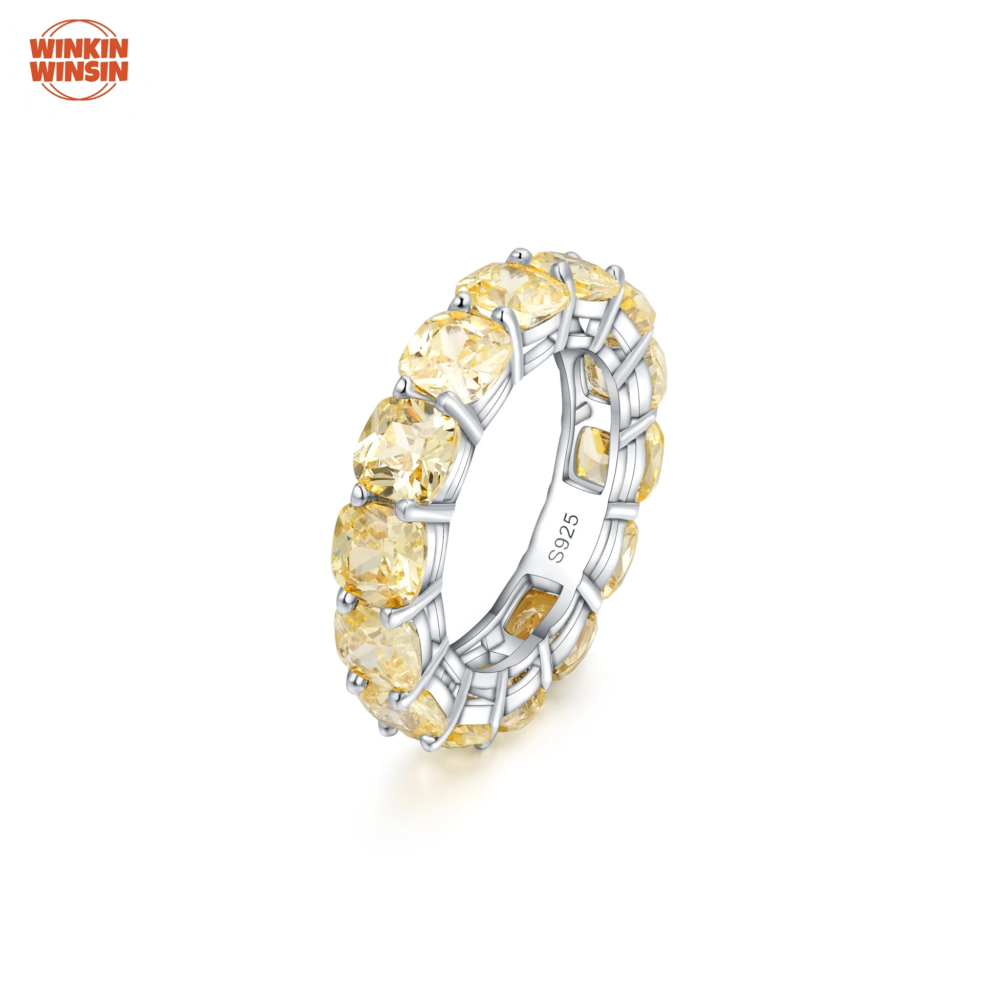 

Winkin Winsin Luxury 925 Sterling Silver Diamond Ring 0.75ct Square Light Yellow Lab Grown High Carbon Diamond Women Ring