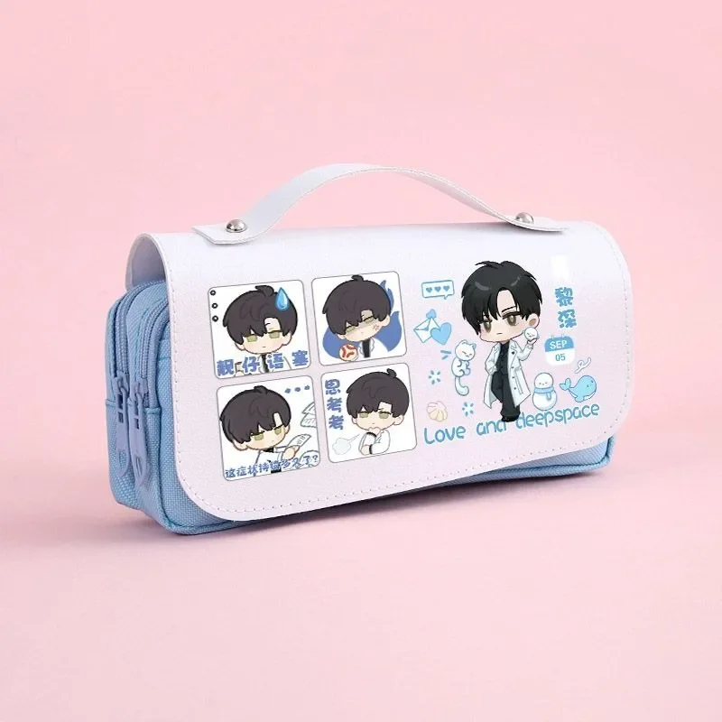 Game Anime Love and Deepspace Cosplay Rafayel Zayne Xavier Oxford Cloth Student PU Leather Flip Pen Bag Pencil Case Stationery