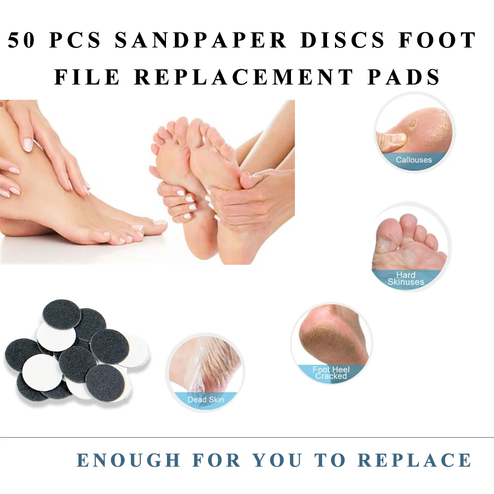 50pcs Foot Dead Skin Sandpaper Pedicure Discs Replacement Sandpaper Files For Foot File Hard Dead Skin Pedicure Tool