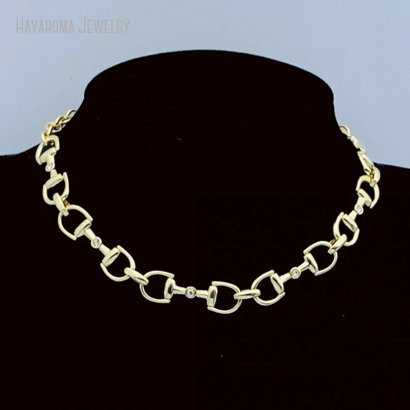 

10Pcs Gold Color Horsebit Snaffle Bit Links Necklace Equestrian Women Jewelry Gift