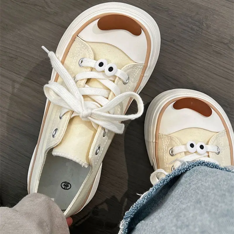 Kawaii Women Vulcanize Shoes Platform Sneakers Femme Spring Summer Sports Tennis Female Casual Cute Flat Vintage Footwear