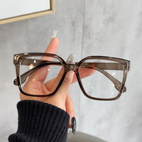 Fashion Square Anti Blue Light Glasses For Men Women Large Frame Ultra-light Transparent Flat Light Glasses Reading Eyewear