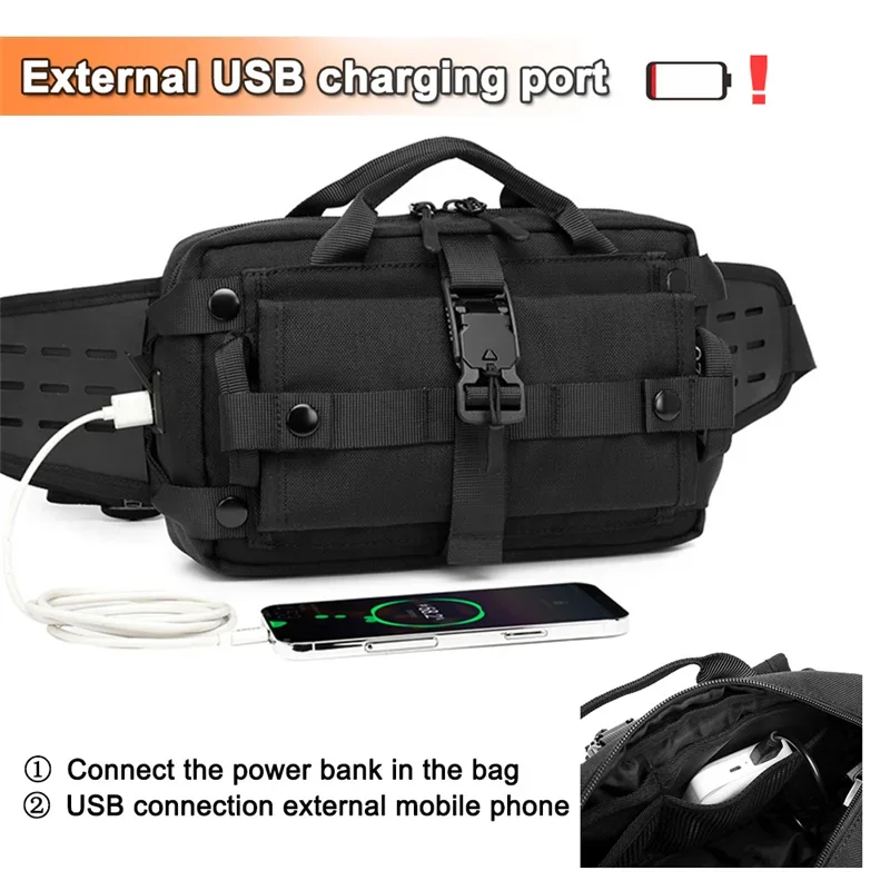 OZUKO Tactical belt bag Waist Bag Sports Chest Pack Waterproof Shoulder Belt Bag EDC Crossbody Bags for Hunting Camping Hiking