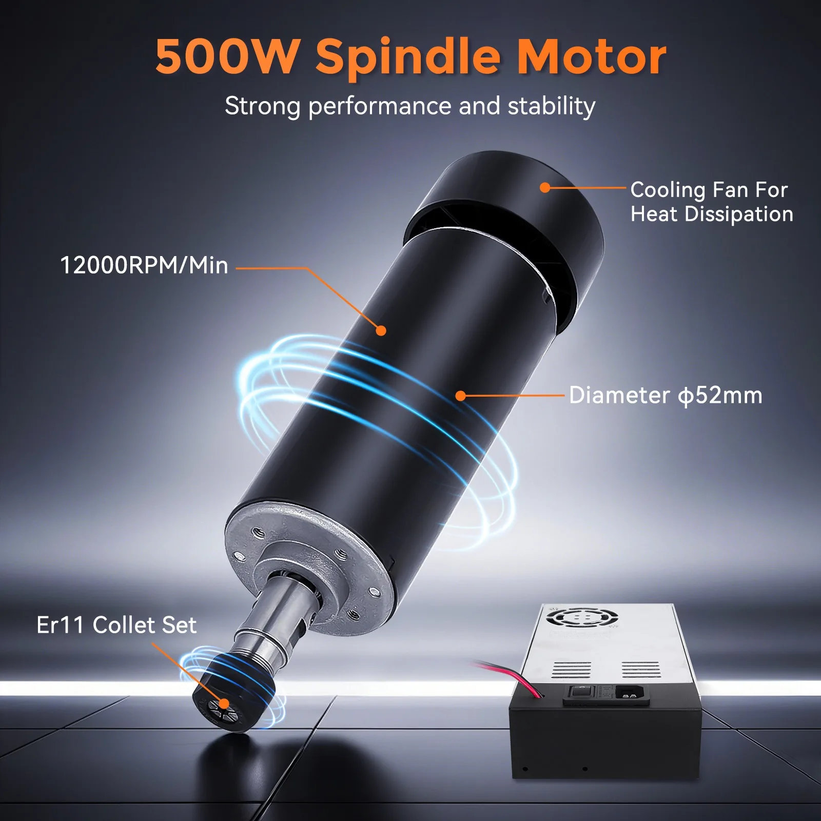 48V DC 500W Spindle Motor Kit 12000 RPM High Speed ​​Power Supply CNC Engraving Machine Modification Accessories