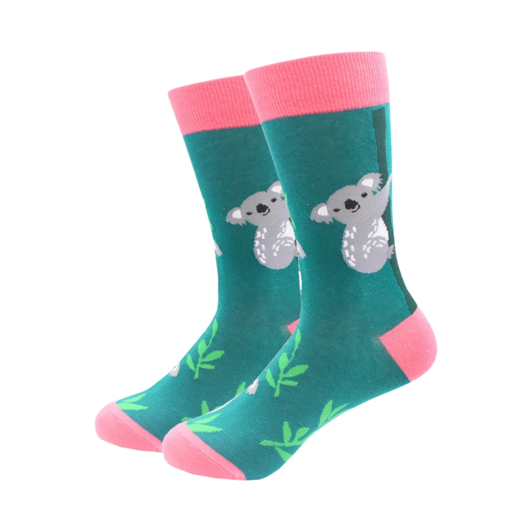 

1 пара женских милых хлопковых носков с рисунком коалы, новинка, костюм средней длины на все сезоны на каждый день