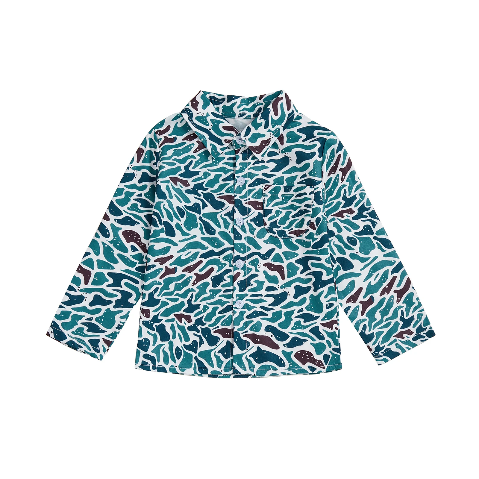 

Toddler Litter Boy Fall Tops Fashionable Camouflage Print Long Sleeve Turn Down Collar Button Up Shirt