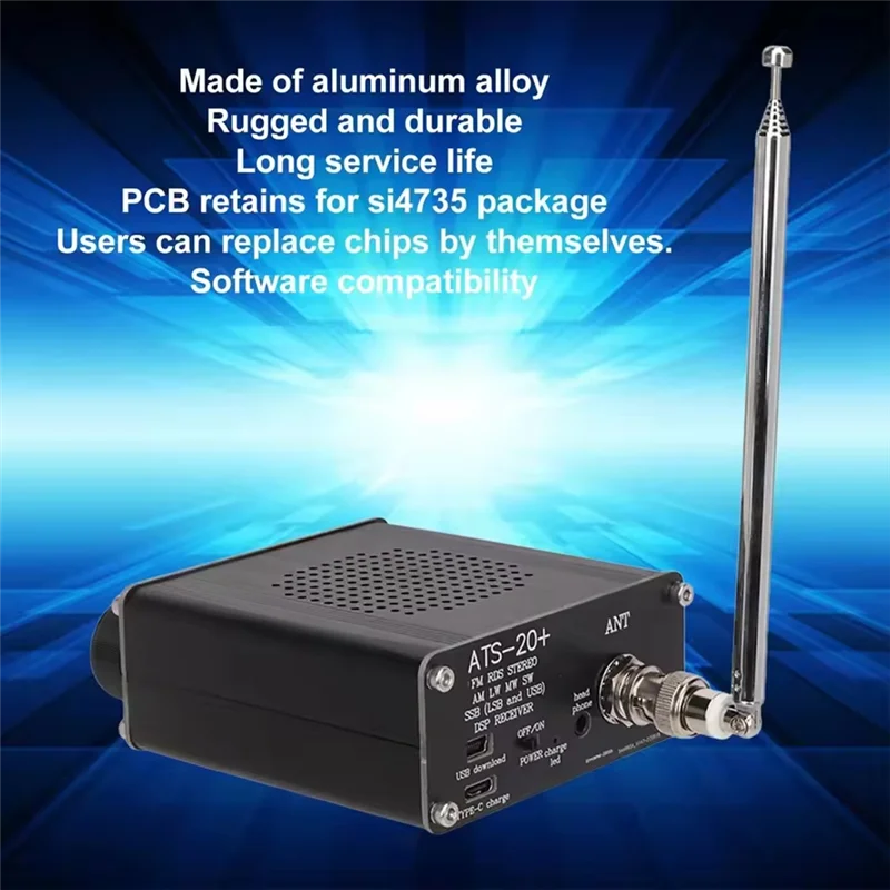 

ABKW-Easy To Read Portable ATS 20+ World Band Digital Radio Receiver Professional For Home For Outdoor