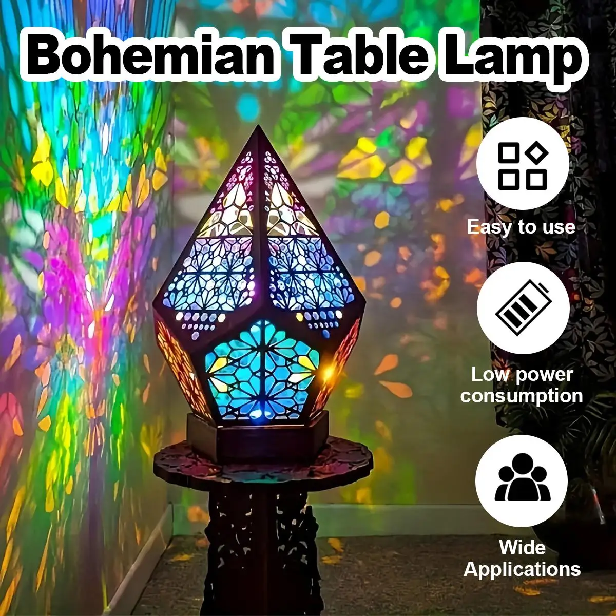 Usb Bohemian Led Lampa stołowa do projekcji Sypialnia Projektor światła na nocną atmosferę Dekoracja Kolorowe biurko podłogowe 3D Dekoracyjne