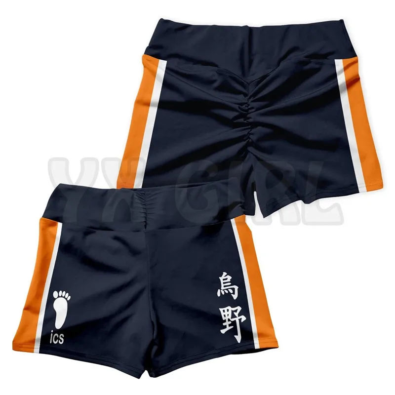 Haikyuu equipe karasuno 3d impresso activo wear conjunto combinação outfit yoga fitness shorts macios feminino para menina curto conjuntos