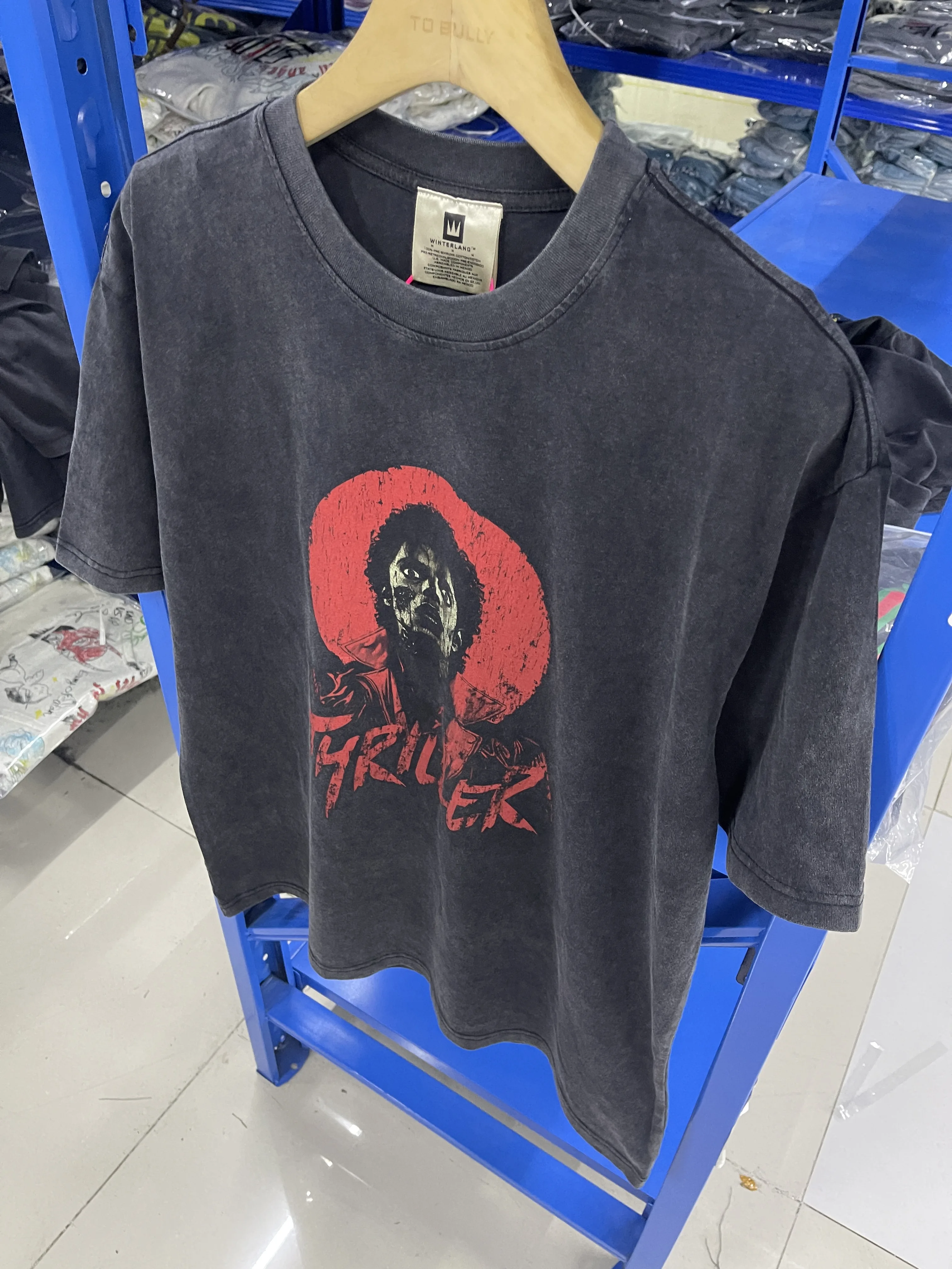 Vintage Summer Rock Washed Pure Cotton MJ Portrait Printed High Street Casual Loose Oversized Trendy T-shirt For Men Tops