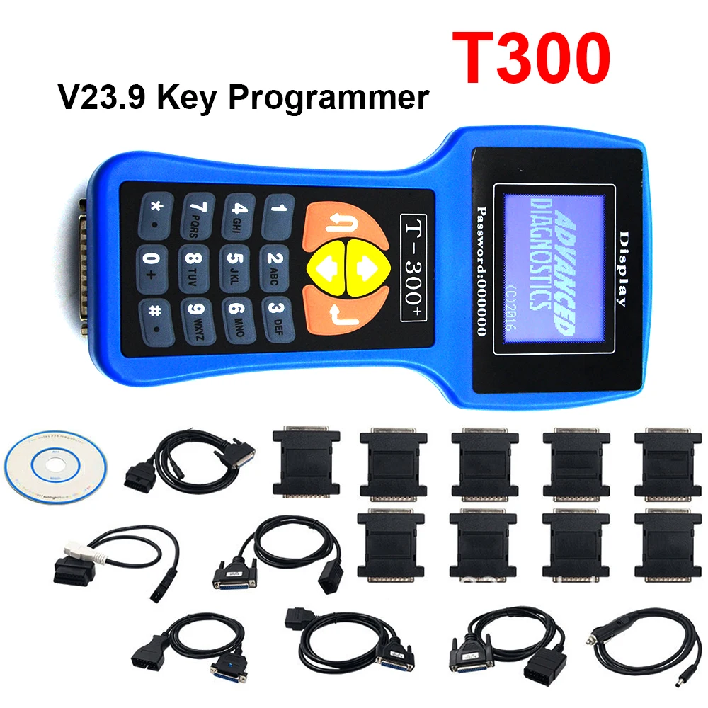 V23.9 T300 Diagnostic Auto Key Programmer Transponder Decoder T-Code Key Maker Copy Tool OBD ECU Read Clear Car Malfunction Code