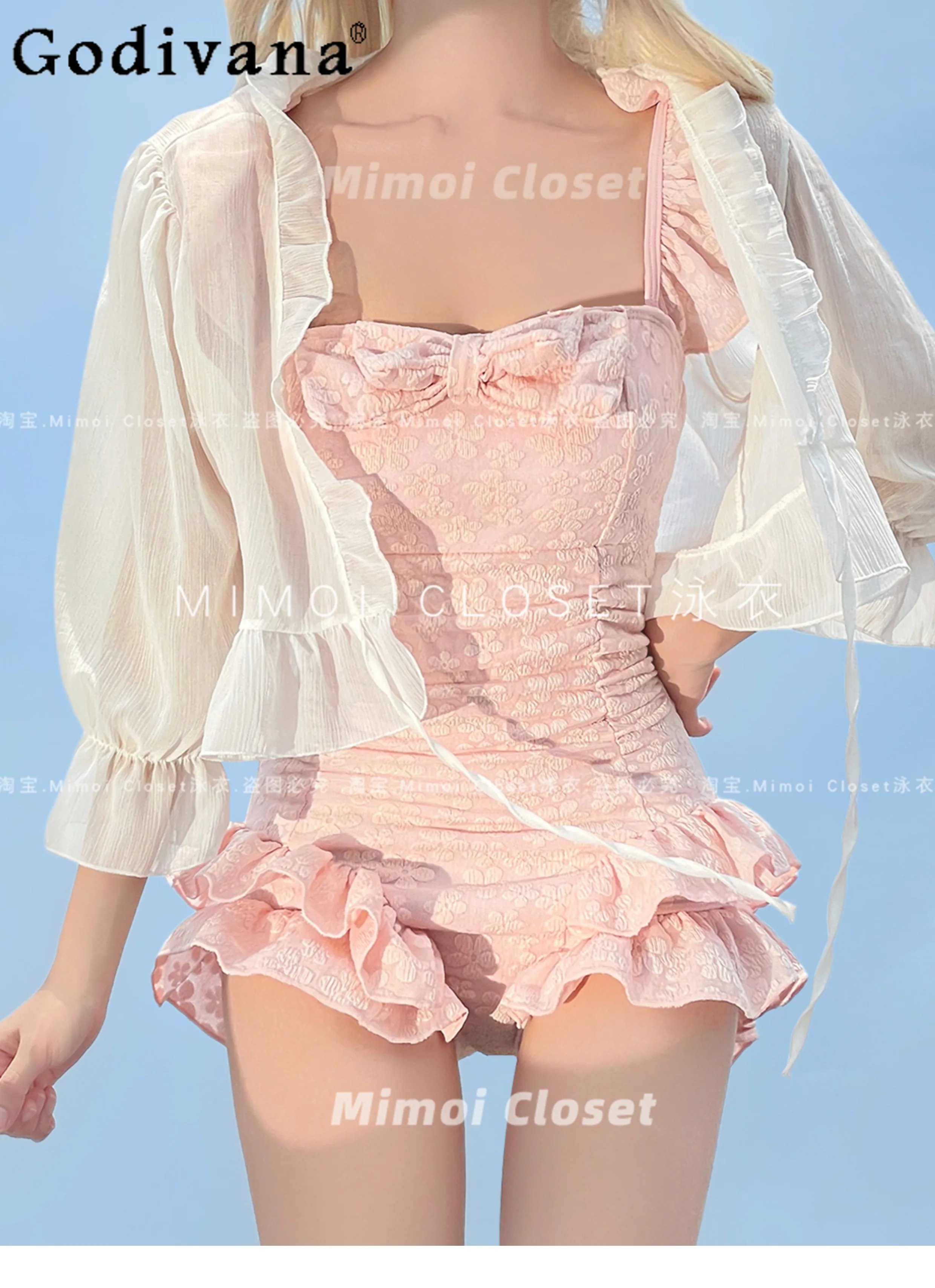 

Summer New Kawaii Pink One-piece Swimsuit Japanese Cute Girls Sexy Swimwear Beach Vacation Casual Bathing Suit Women 2025