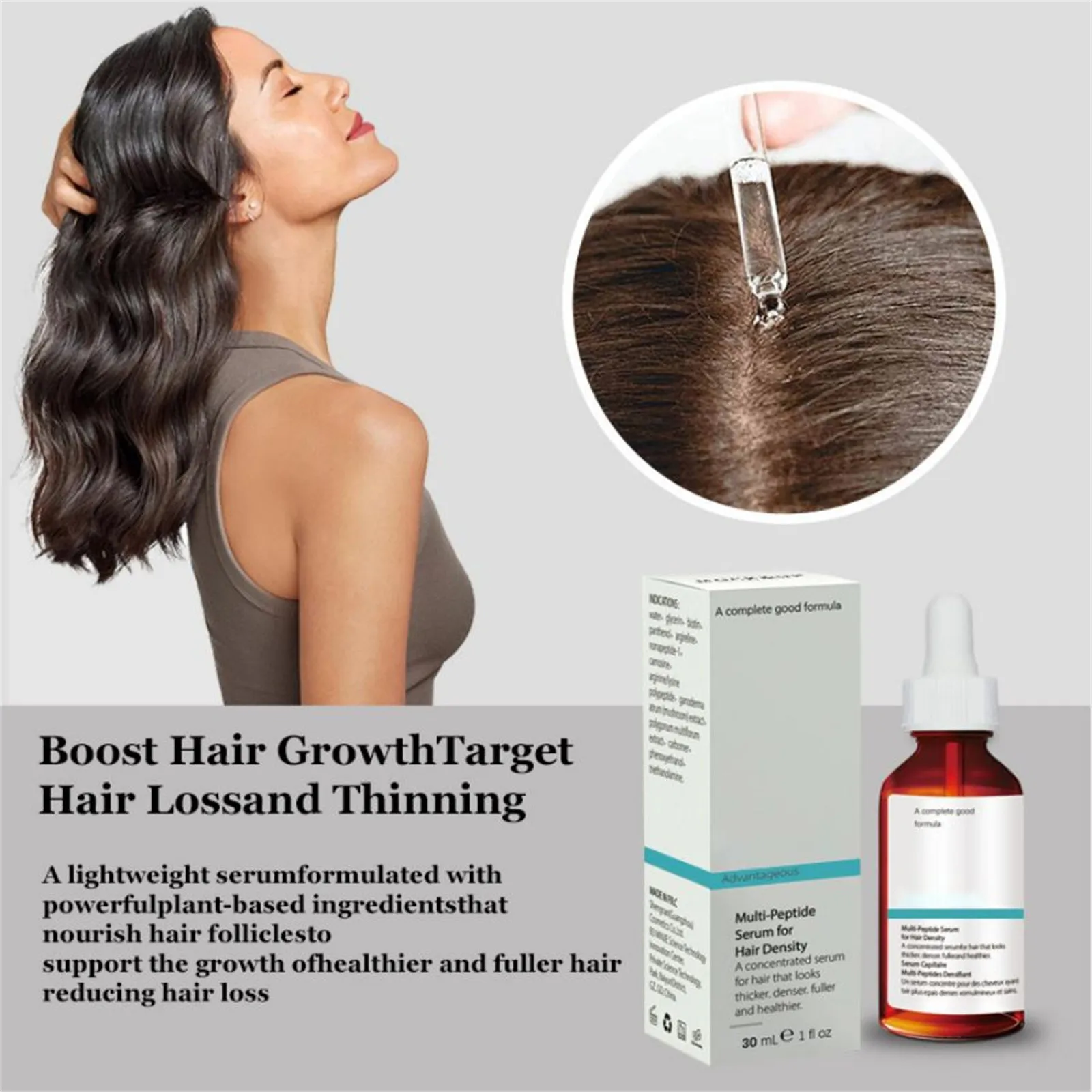 Suero multiptido ordinario para densidad del cabello, 60ml, cuidado de la piel, nuevo regalo, solución para el crecimiento del cabello multiptido 2025, 1 ud.