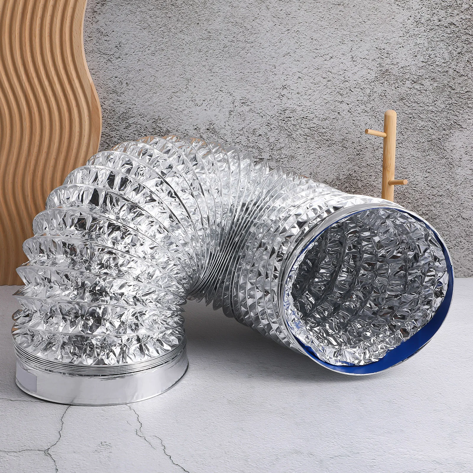 1 قطعة خرطوم عادم من رقائق الألومنيوم المتين 1.5 متر فضي مقاوم لدرجات الحرارة العالية Hvac مجفف قناة تهوية 180 مللي متر قطر #5