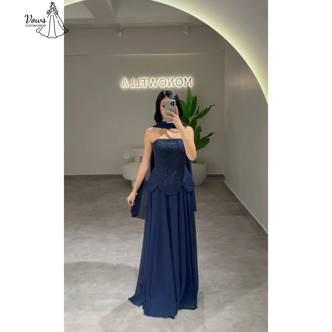 فستان حفلات مصنوع حسب الطلب لفساتين الزفاف 2025 امرأة بدون أكتاف خط شريطي ثوب حفلة كشكش ثوب أنيق فستاين سهرة/فساتين الحفلات #1